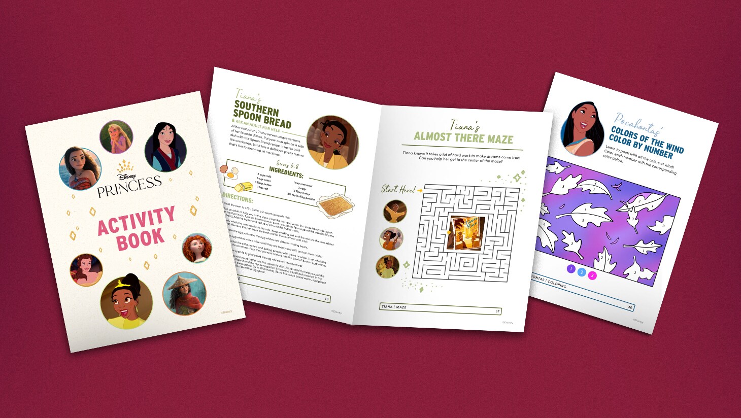 Images of pages from the Disney Princess Activity Book
