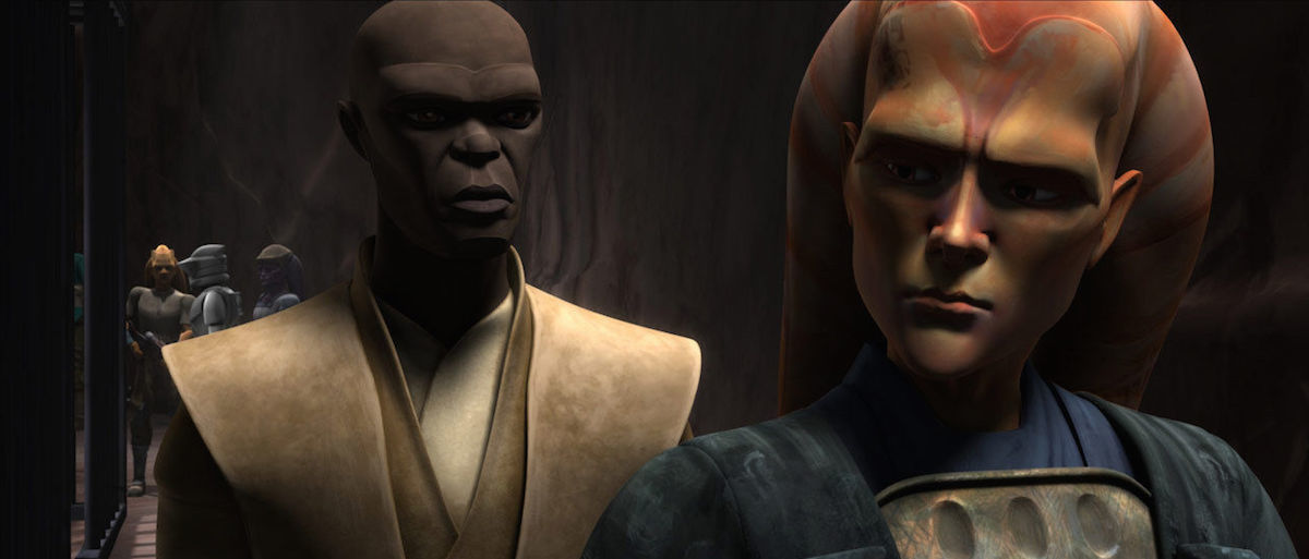 Cham Syndulla strategizing with Mace Windu