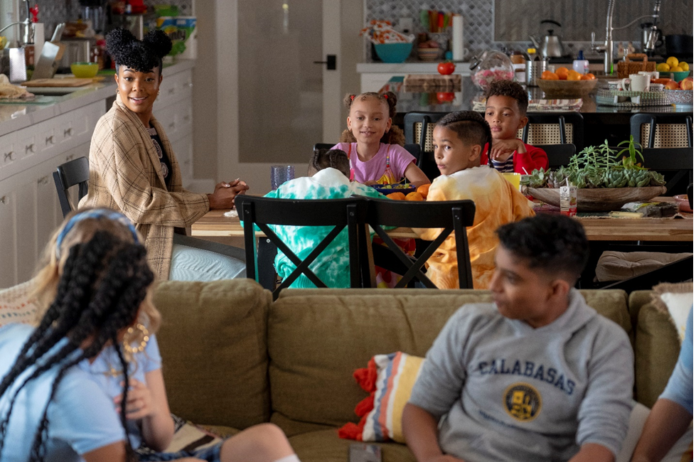 The kids hang out with mom (played by Gabrielle Union) in Disney+'s Cheaper By the Dozen