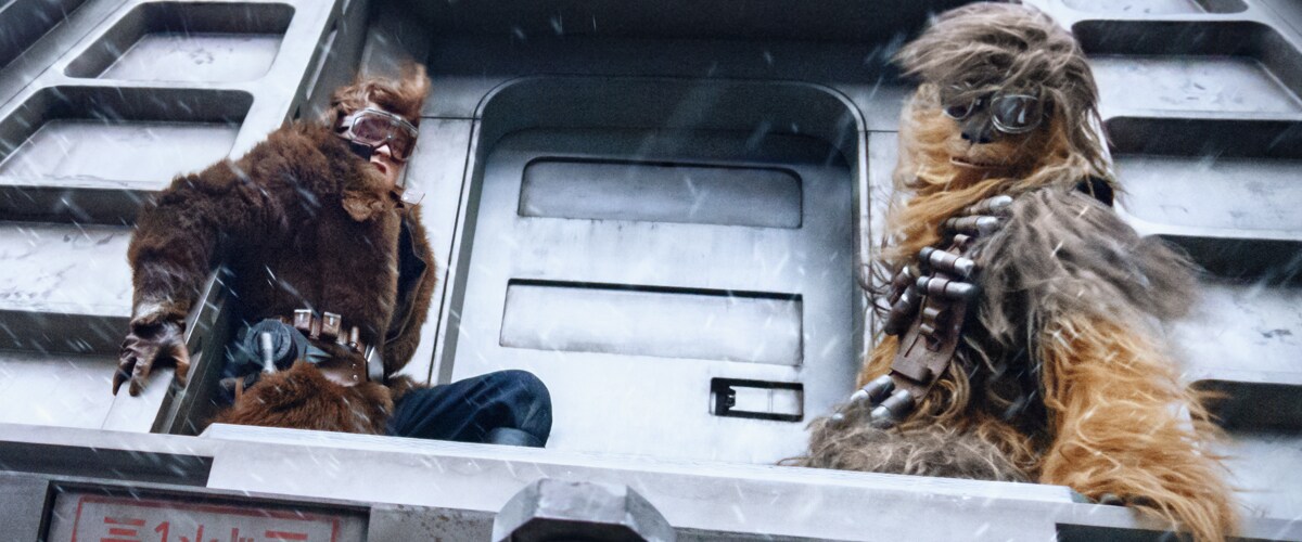 Han Solo and Chewbacca performing a heist on an Imperial conveyex