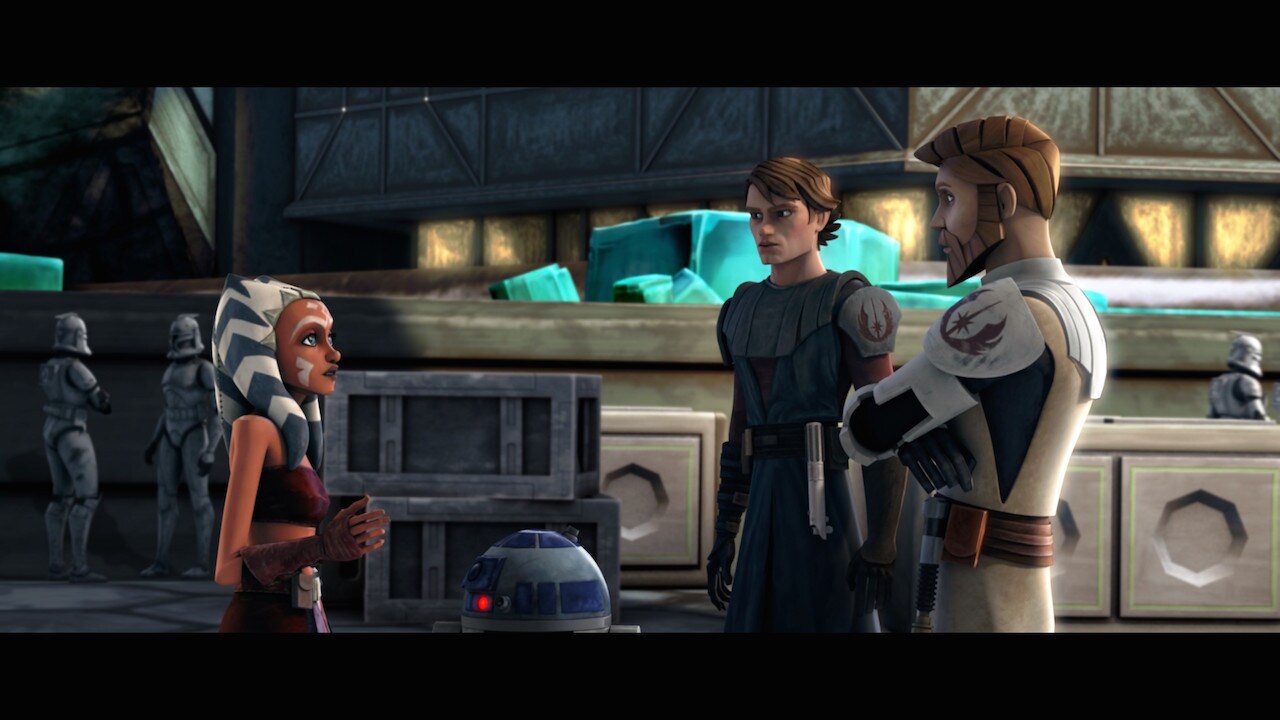 During the fighting, a Republic shuttle landed with an unexpected visitor. The Padawan Ahsoka Tan...