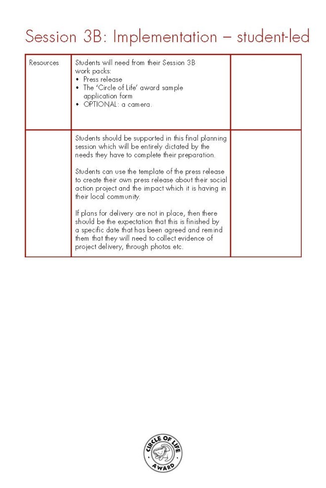 An image of notes for a teacher in a table
