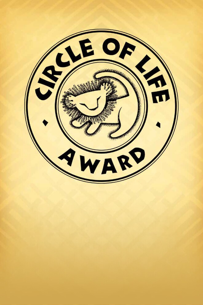 Illustration of a lion in a circle with 'Circle of Life Award' on a yellow background