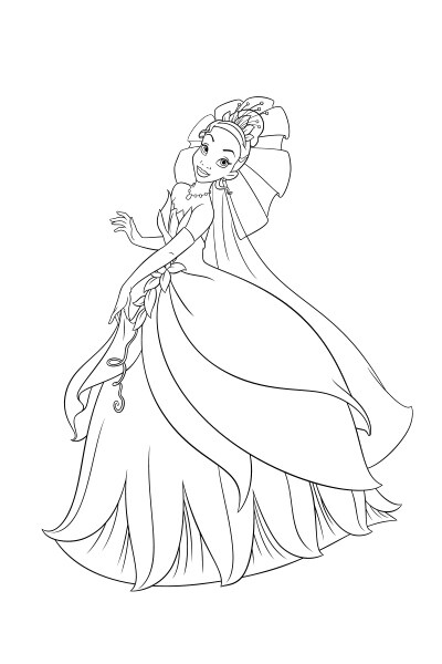 Coloriage La Princesse et la Grenouille avec Tiana à coloriage la princesse et la grenouille