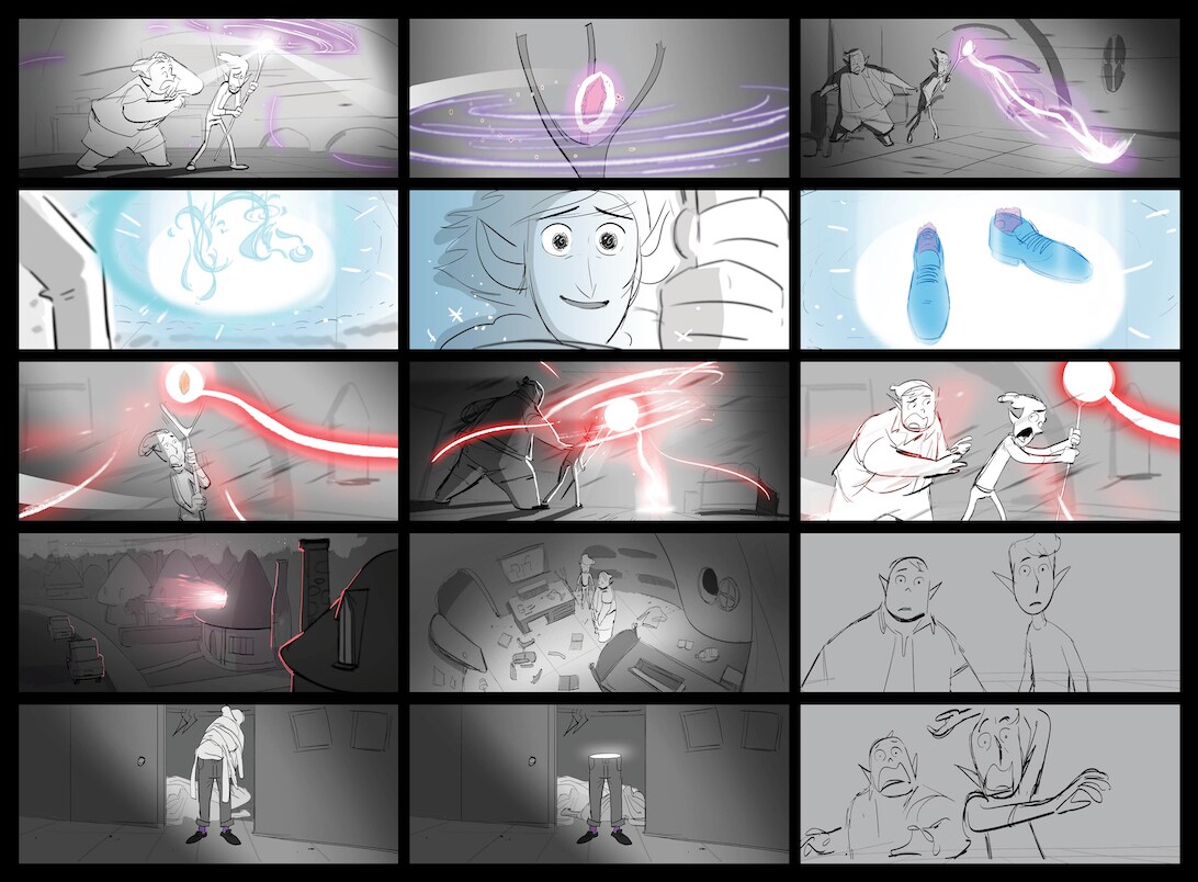 Storyboard art from Onward