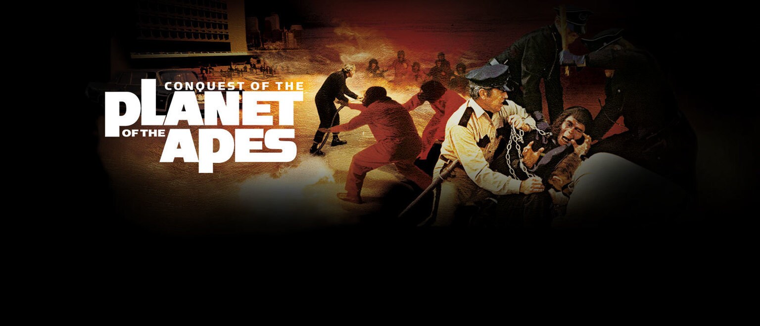 Image of characters from the movie "Conquest of the Planet of the Apes"