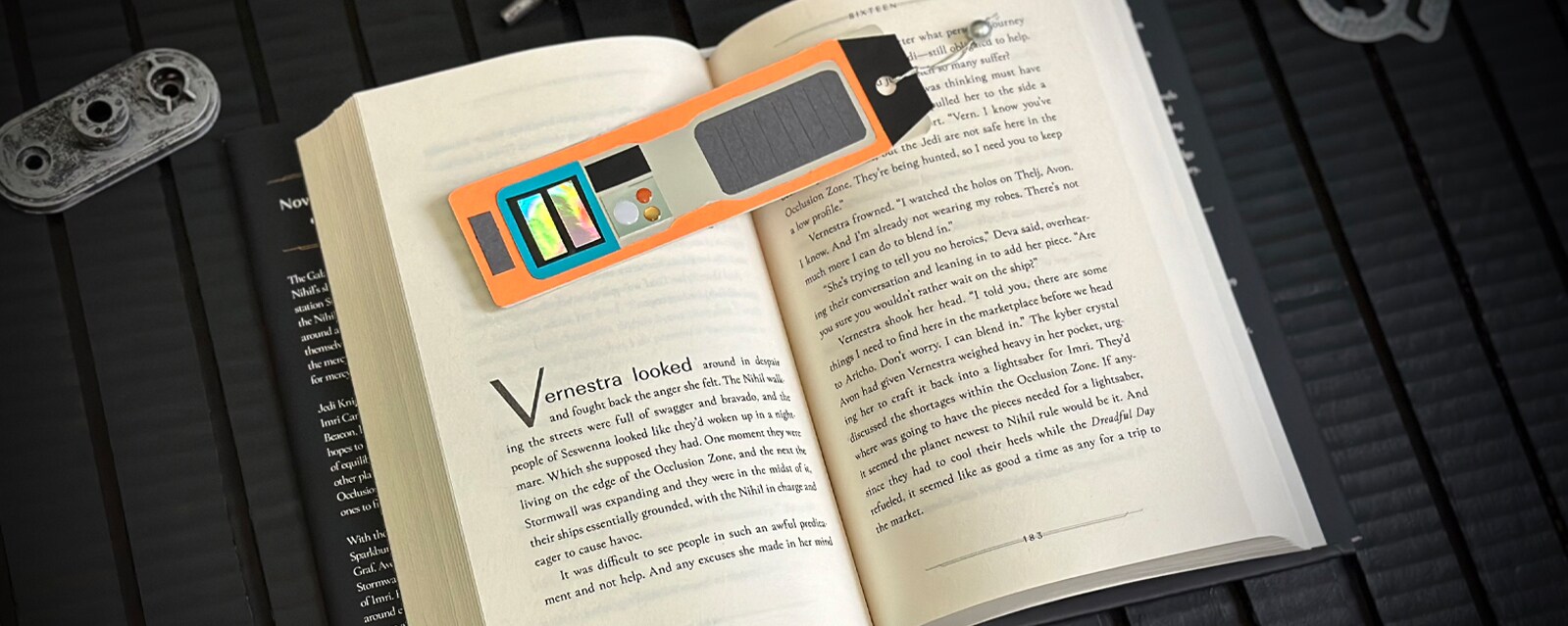 A Pip bookmark on a High Republic book