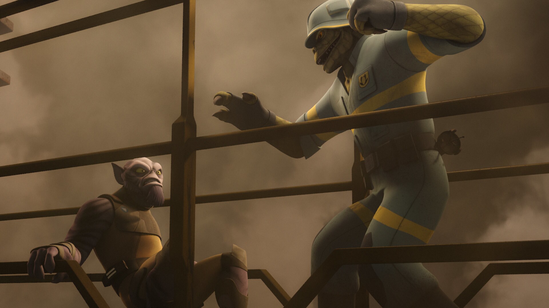 Kanan and Zeb make a surprising discovery: slaves, including one Cikatro Vizago. The foreman soon...