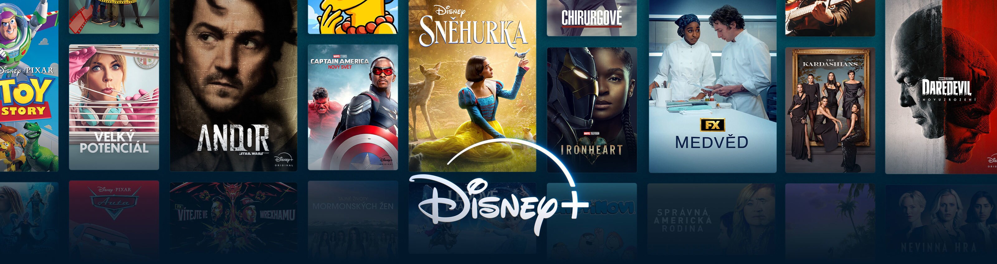 Dlaždice ukazují velkou část obsahu, jaký je na Disney+ dostupný