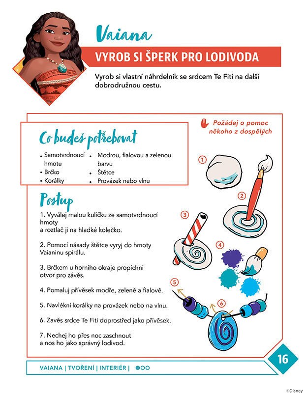 Návod na výrobu náhrdelníku Srdce Te Fiti z modelíny a barev s Vaianou.