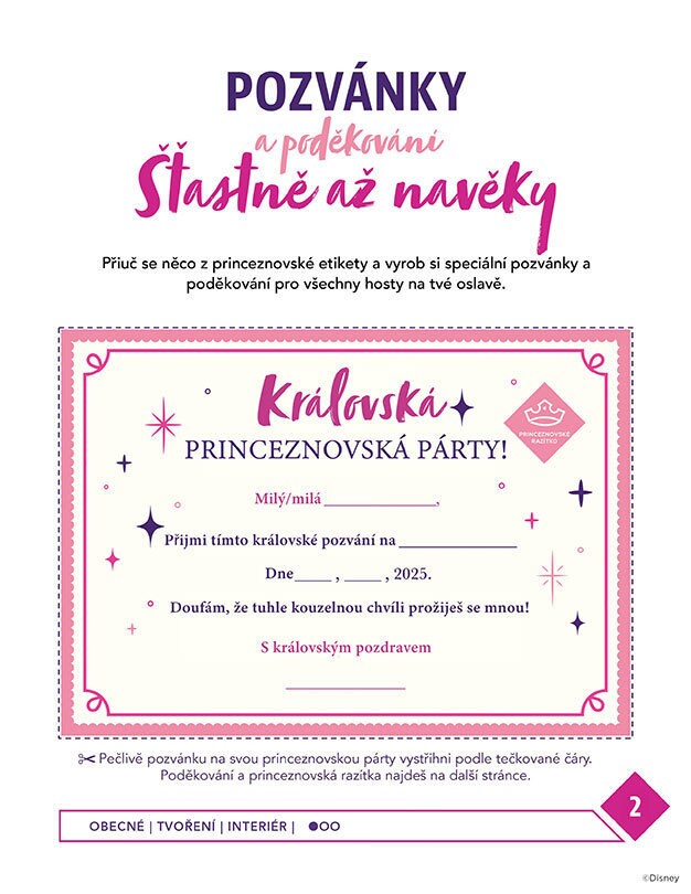Návod na výrobu pozvánek a poděkování na princeznovskou oslavu.