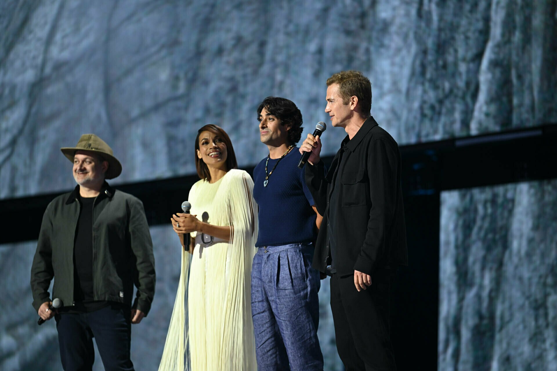 Dave Filoni, Rosario Dawson, Eman Esfandi, Hayden Christensen at D23.