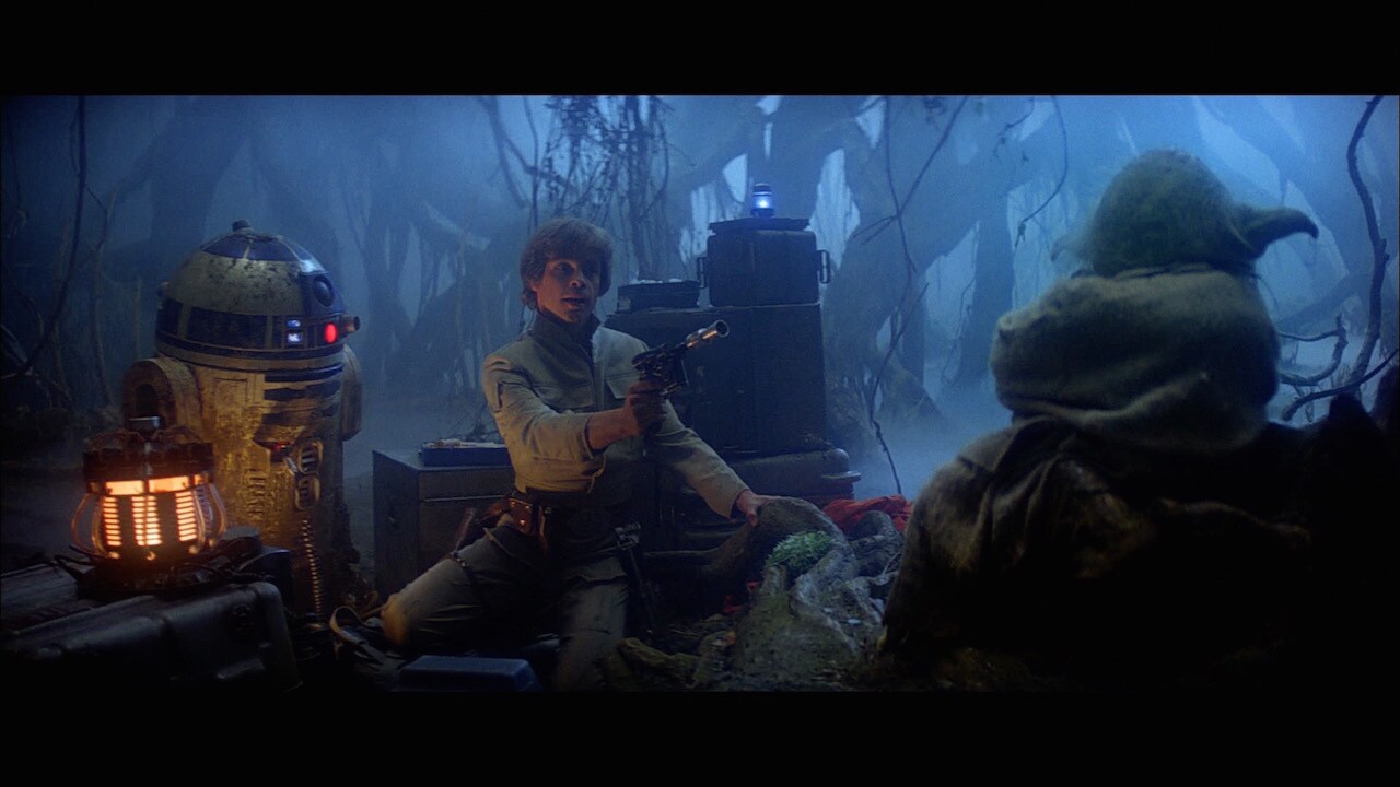 A strange little green creature visited Luke and R2-D2 in their makeshift camp. Luke tried to rem...