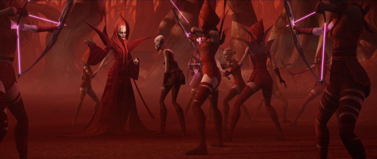 Mother Talzin and the Nightsisters confronting Asajj Ventress Mother Talzin and the Nightsisters confronting Asajj Ventress