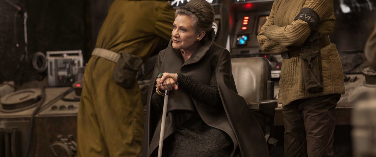 Leia Organa with the survivors of the Battle of Crait