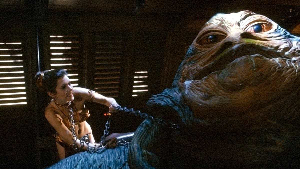 Princess Leia fighting Jabba the Hut