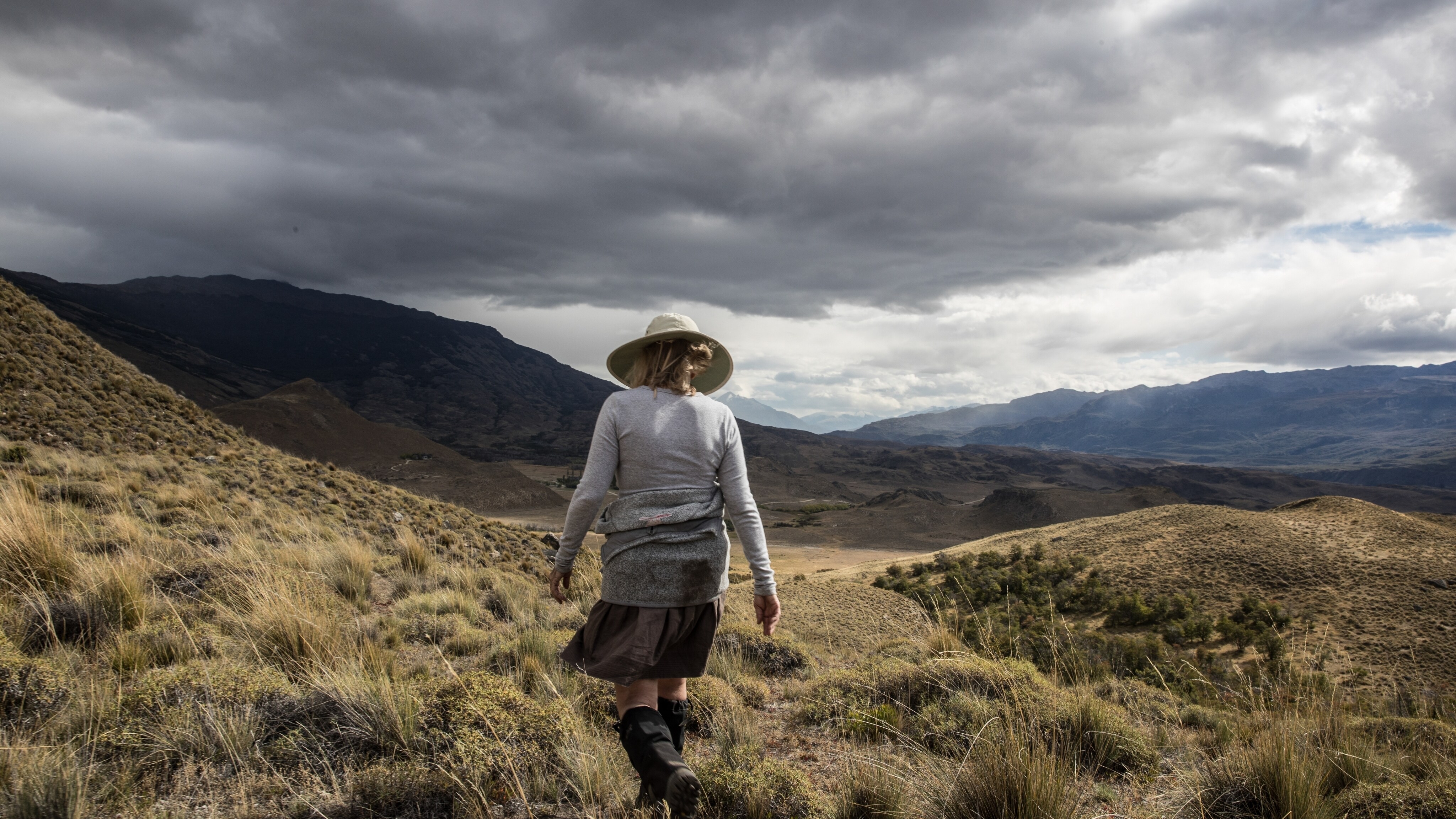 Kris Tompkins on a walk in Patagonia National Park. (Jimmy Chin)