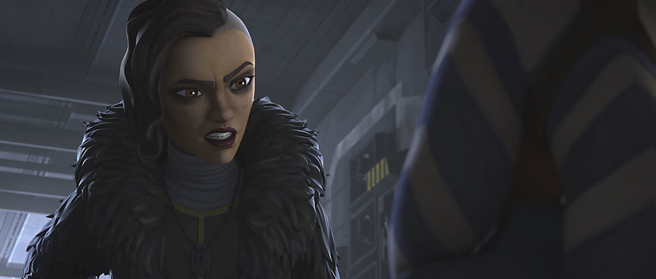 Before they leave, Rafa confronts Ahsoka. "What are you after?" she asks with an accusatory tone....