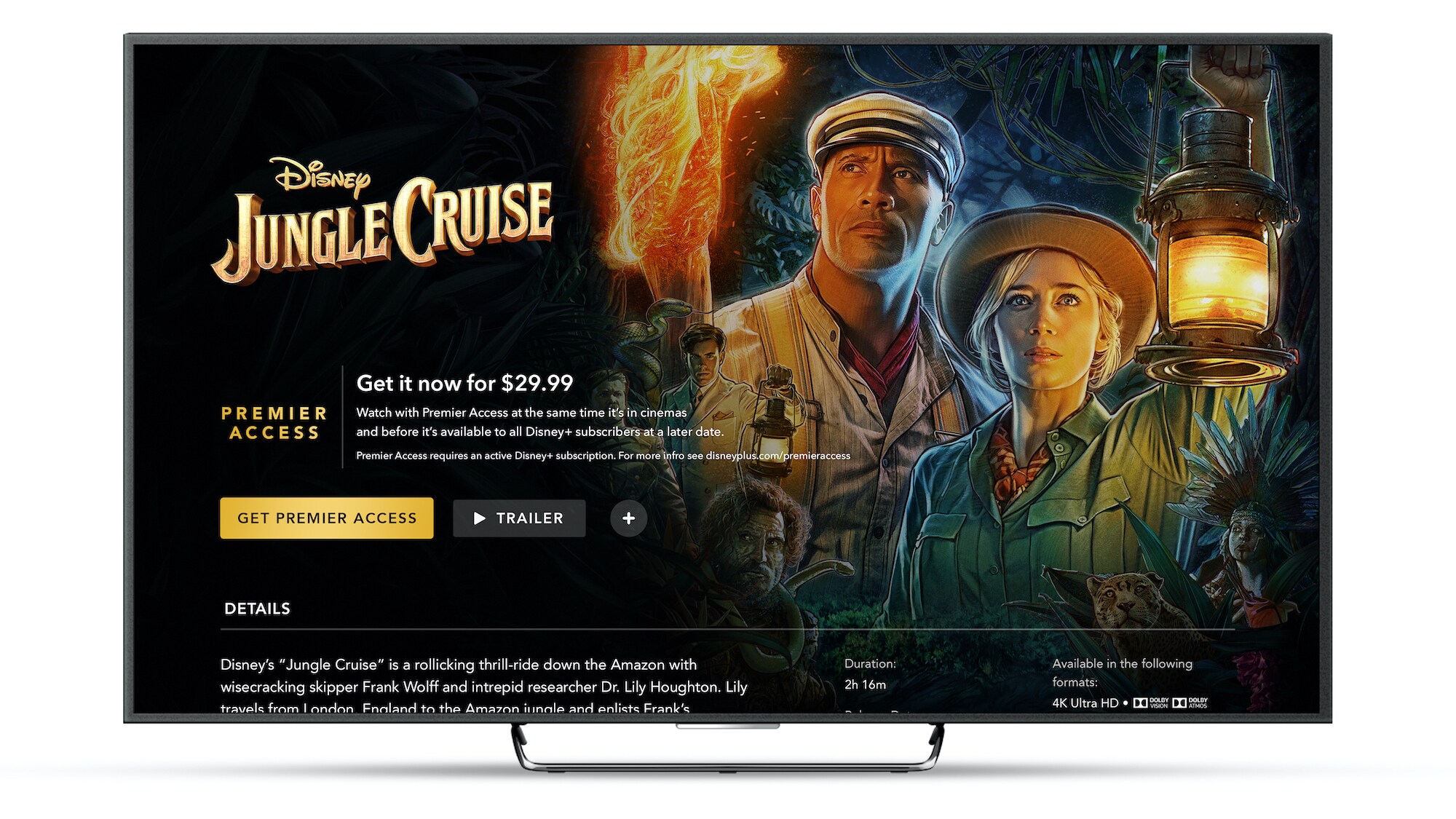 Disney+ Jungle Cruise Premiere Access on Connected TV Device