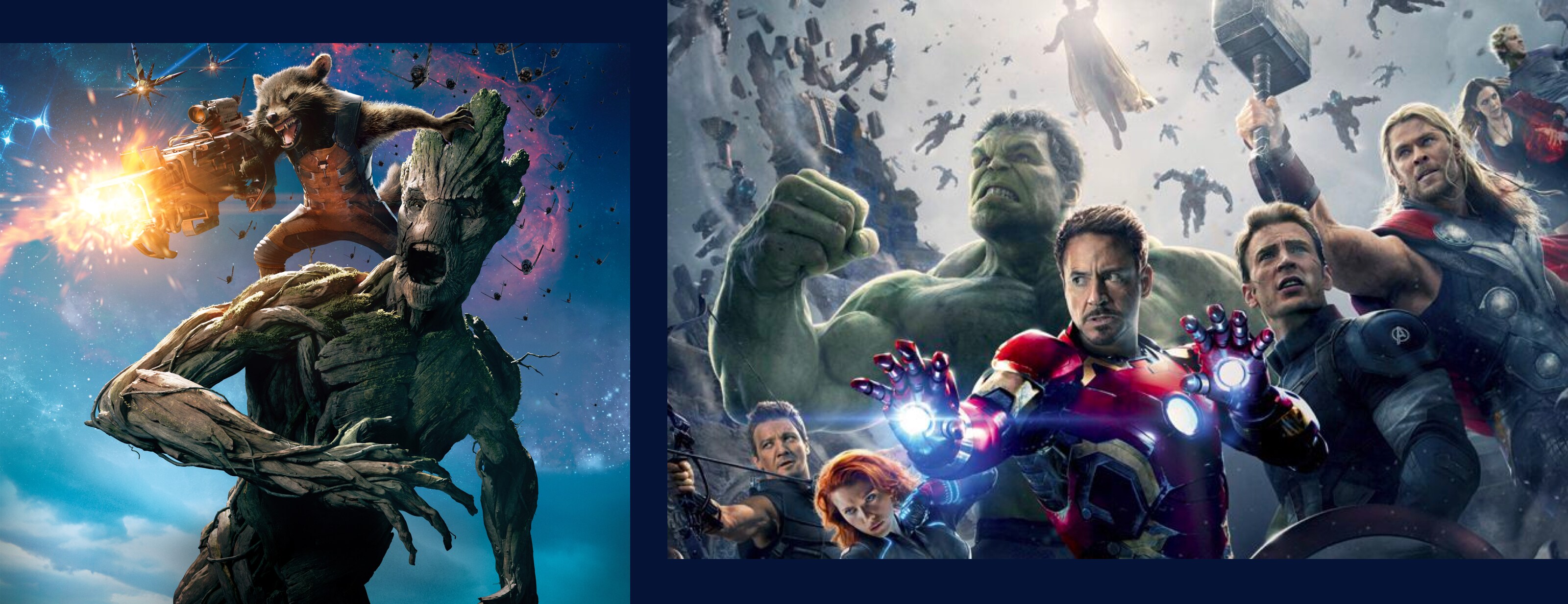 Ein Standbild aus „Guardians Of The Galaxy“ und „Avengers Infinity War“