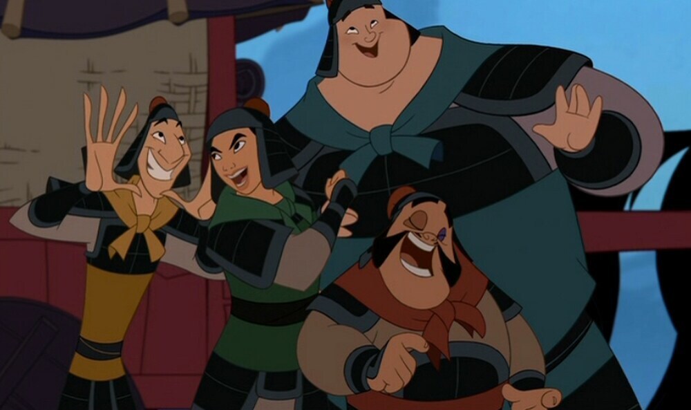 Mulan in disguise amongst the other soldiers in the animated movie "Mulan"