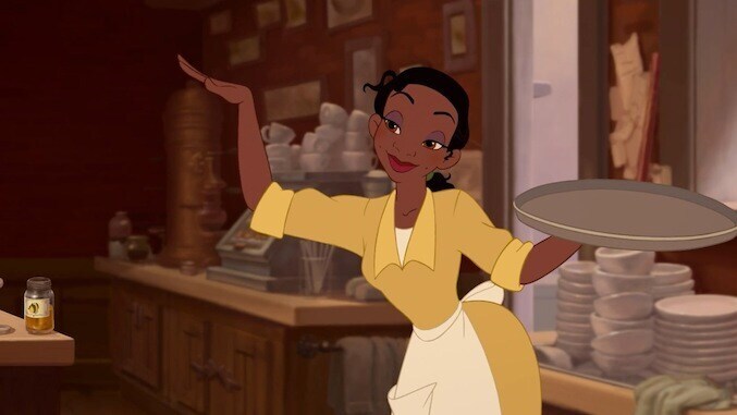 Tiana holding a tray, from the animated movie "The Princess and the Frog"