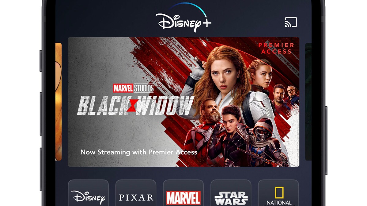 Disney+ App Home Page on Mobile Device