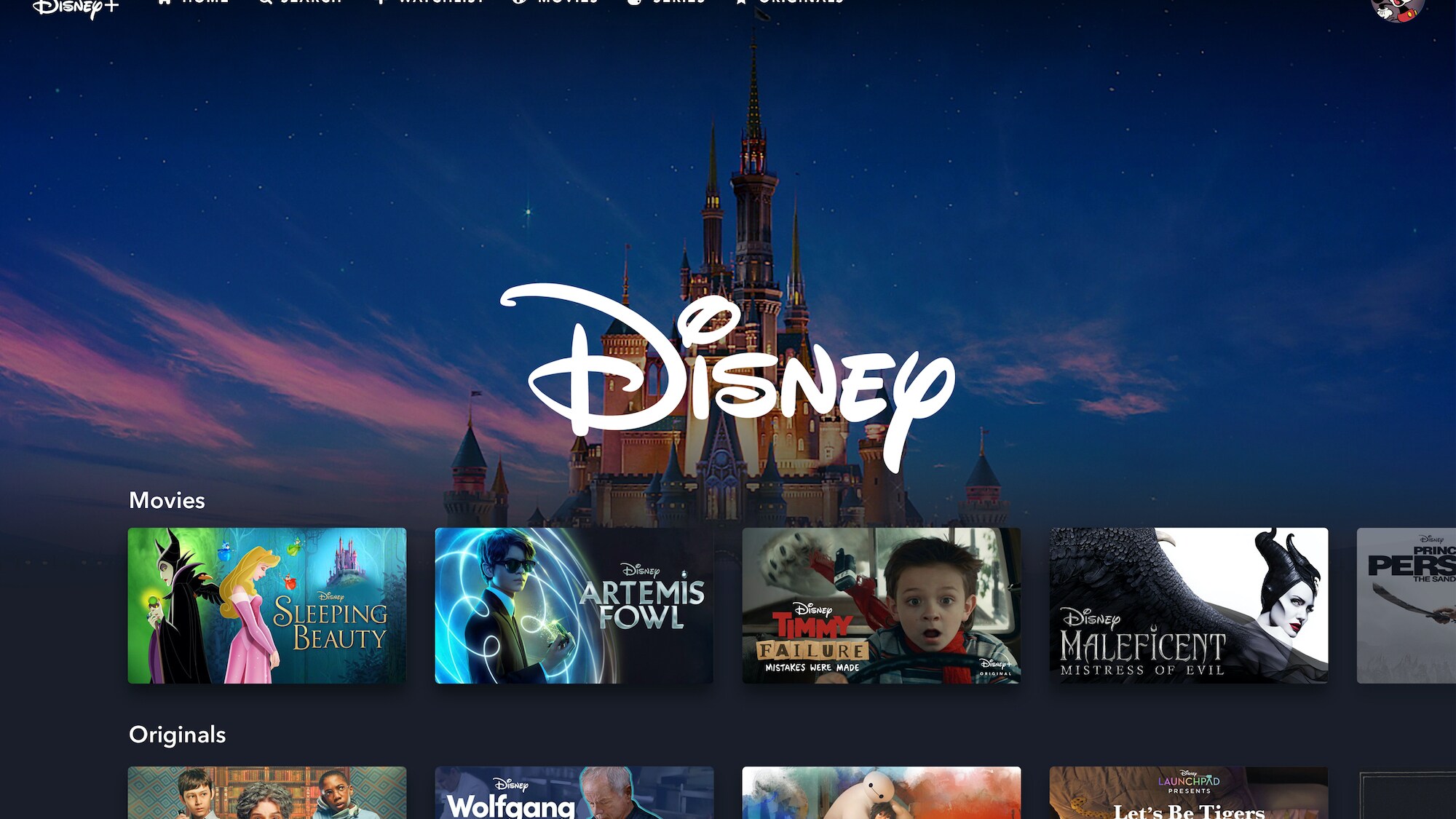Disney+ Brand Landing Page on Web