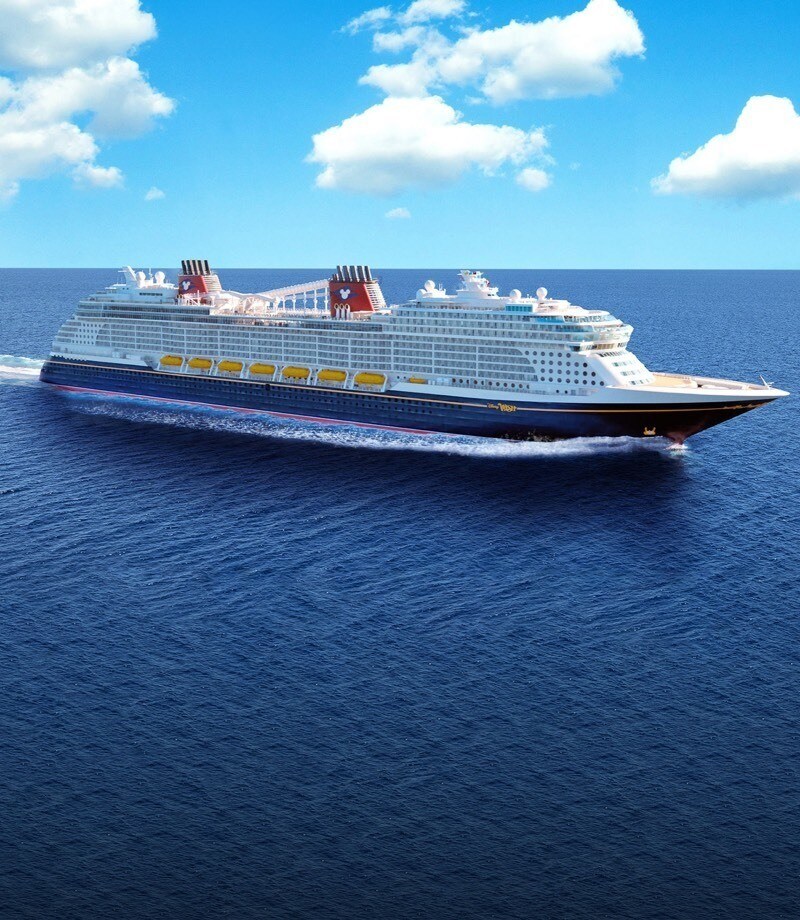 A Disney Cruise Line ship in the middle of the ocean