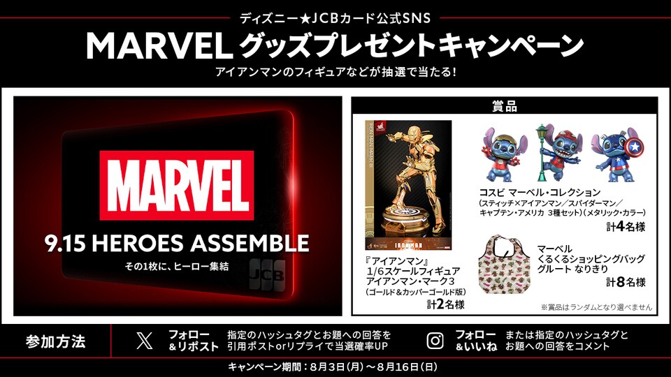 ディズニー☆JCBカード公式SNS MARVELグッズプレゼントキャンペーン