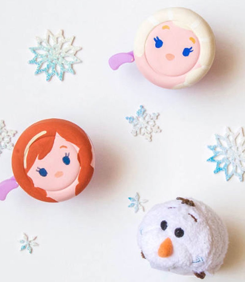 Bike Bells inspired by Anna, Elsa and Olaf on a white background with snowflakes