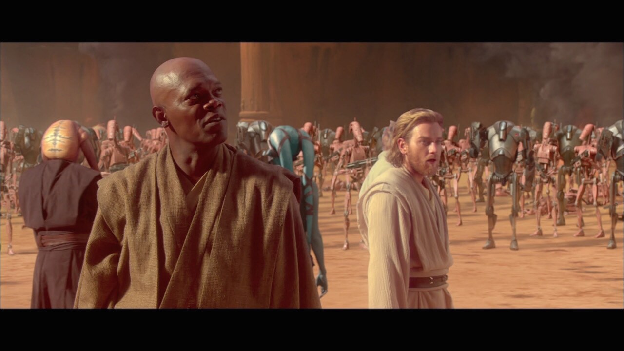 Dooku watched as the Geonosians prepared to execute Obi-Wan, Anakin Skywalker and Naboo Senator P...