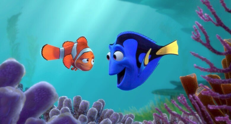 Dory and Marlin in a reef in "Finding Nemo"