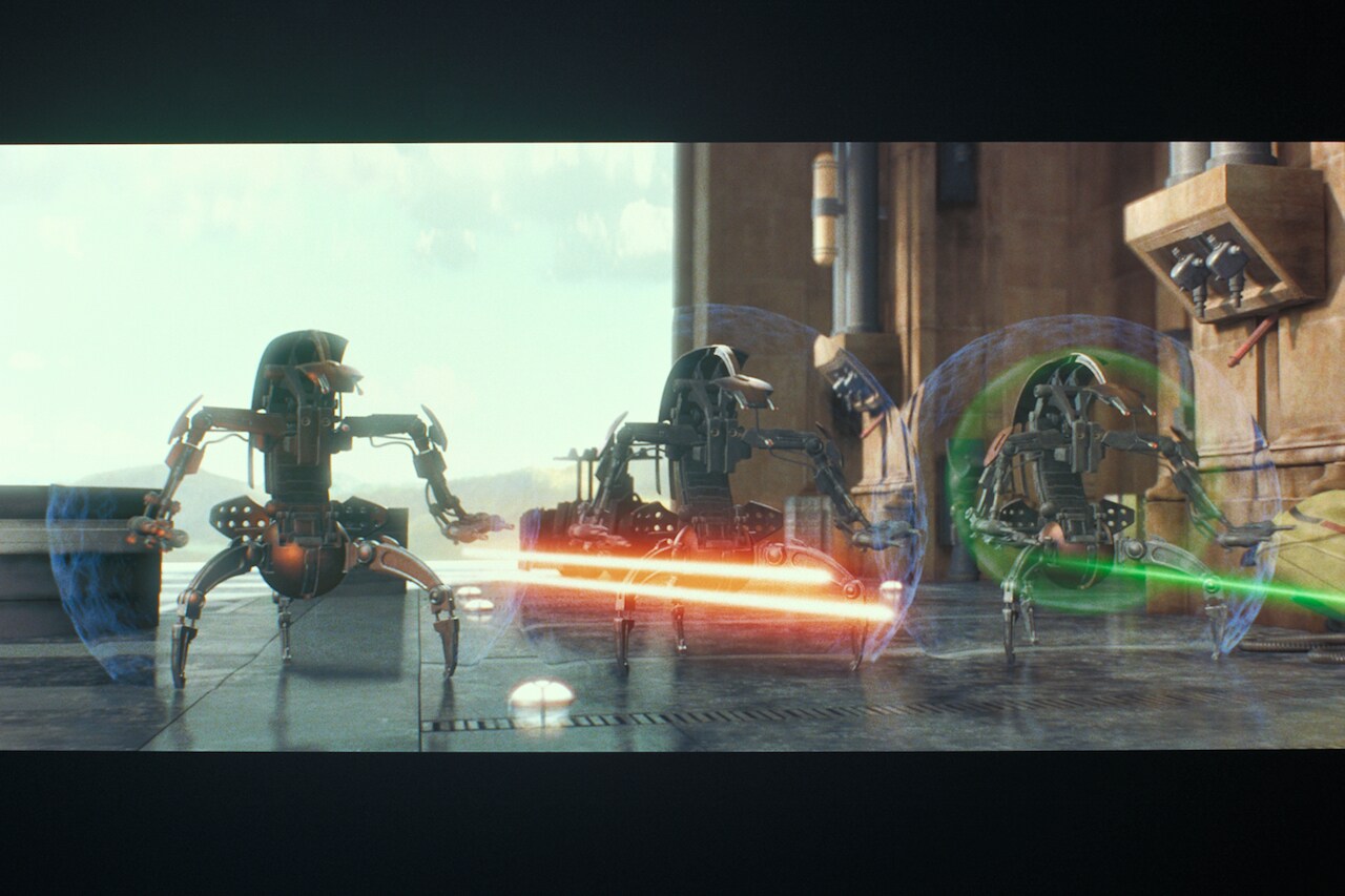 When Queen Amidala’s raiding party invaded Theed’s royal palace, droidekas rolled into the fray t...