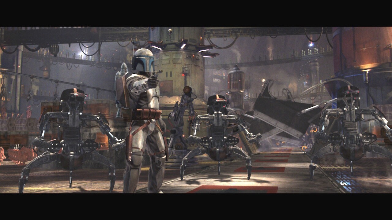 Years later, during the Separatist Crisis, droidekas backed up Jango Fett in his confrontation wi...