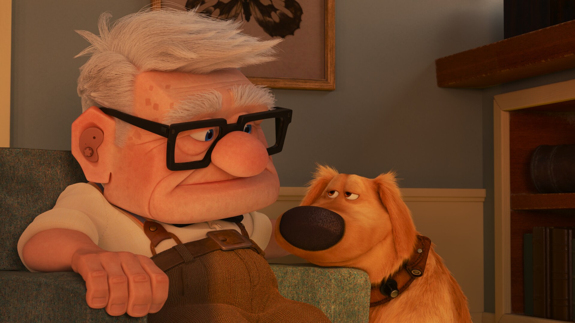 NEW ADVENTURES -- Pixar Animation Studios’ “Dug Days” is a new collection of shorts that follows the misadventures of Dug (voice of Bob Peterson), the lovable dog from Disney and Pixar’s “Up.” Each short features Dug and his official master aka “Papa,” Carl Fredricksen (voice of Ed Asner), as the talking dog navigates everyday events that occur in and around their backyard. Written and directed by Academy Award® nominee and Emmy® Award winner Bob Peterson and produced by Kim Collins, the shorts premiere exclusively on Disney+ on Sept. 1, 2021. © 2021 Disney/Pixar. All Rights Reserved.