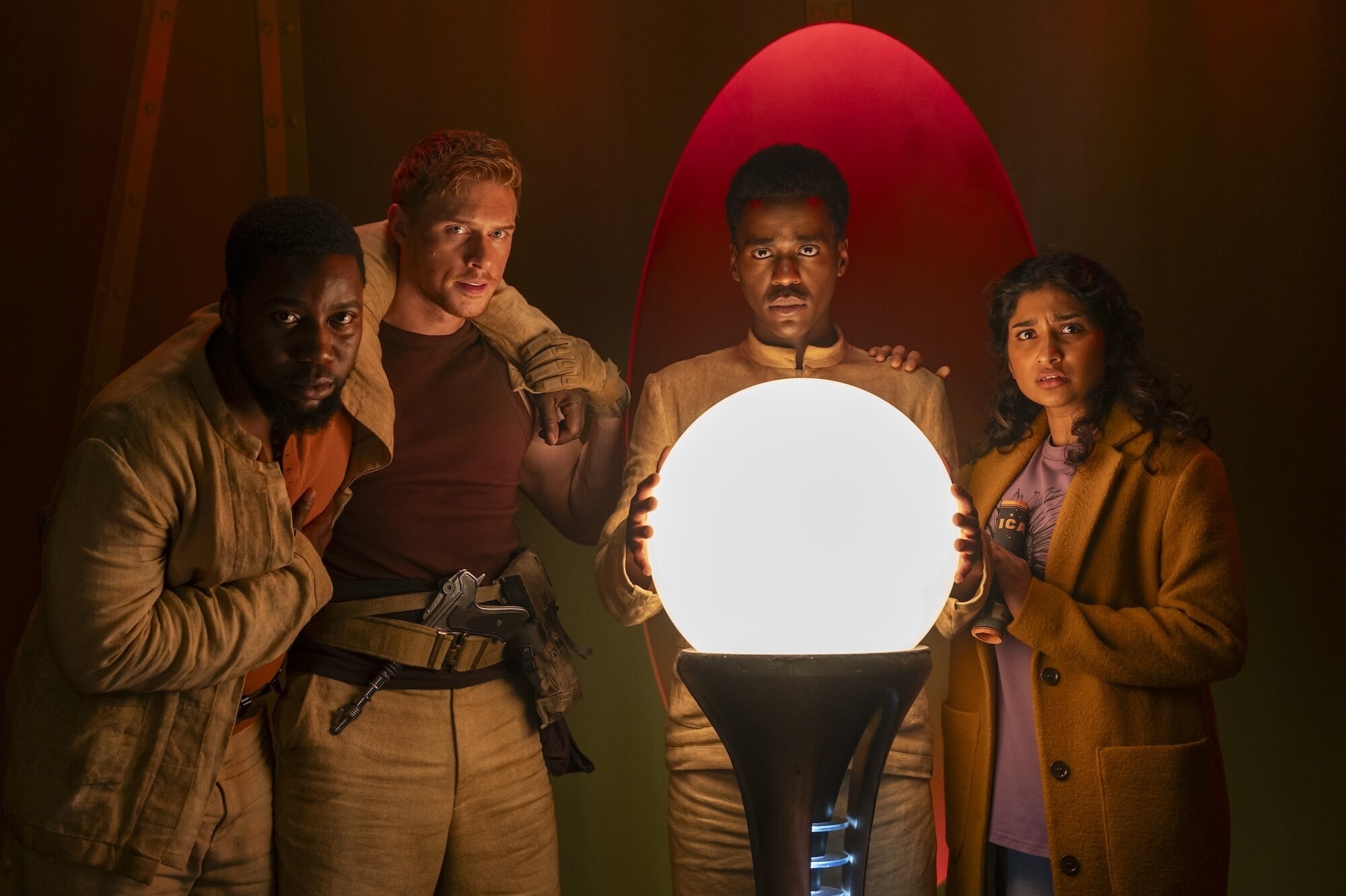Picture Shows: Manny (Max Parker) The Doctor (Ncuti Gatwa) Belinda Chandra (Varada Sethu) Alistair Heap/BBC Studios/Disney/Bad Wolf