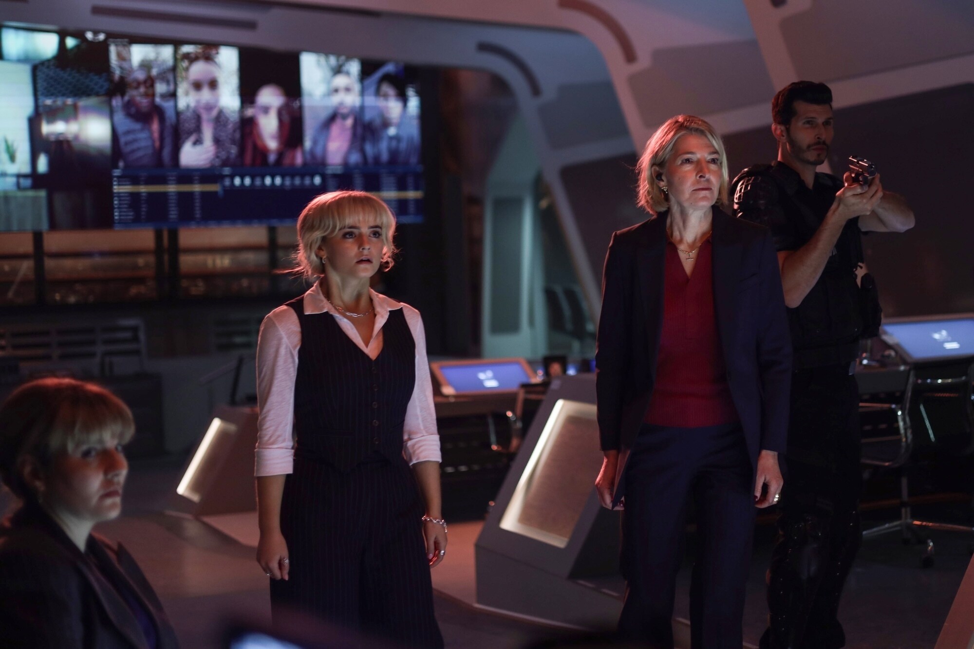 Picture Shows: Shirley (Ruth Madeley) Ruby Sunday (Millie Gibson) Kate Lethbridge Stewart (Jemma Redgrave) Colonel Ibrahim (Alexander Devrient) Latoya Fitts/BBC Studios/Disney/Bad Wolf