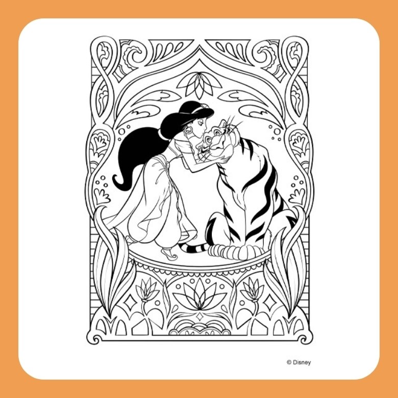 アラジンのぬりえ（ジャスミンとラジャー）｜ダウンロード｜ディズニー