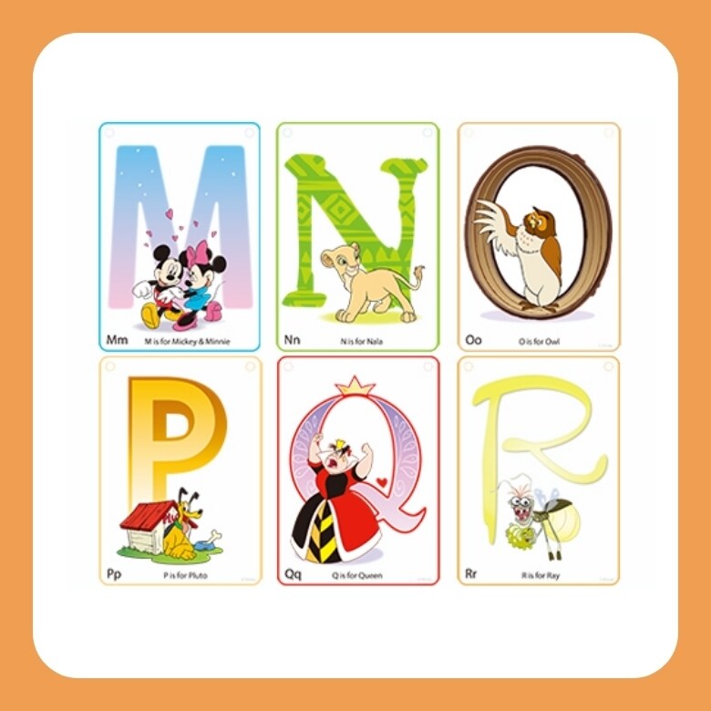 ディズニーキャラクター アルファベットカード（M～R）｜ダウンロード