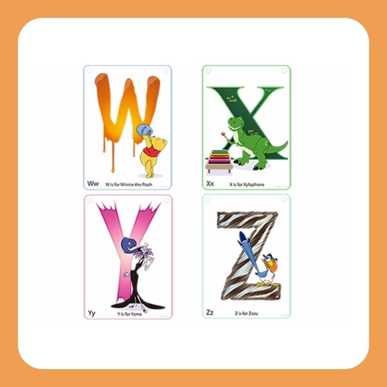 ディズニーキャラクター アルファベットカード（W～Z）｜ダウンロード