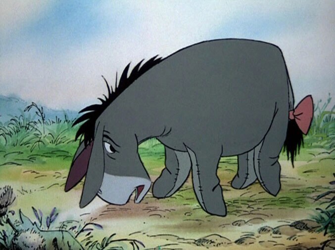 Eeyore with a bow on his tail.