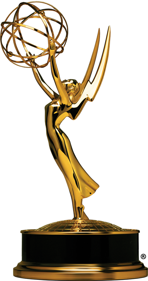 The 2025 Emmy statue on a transparent background.