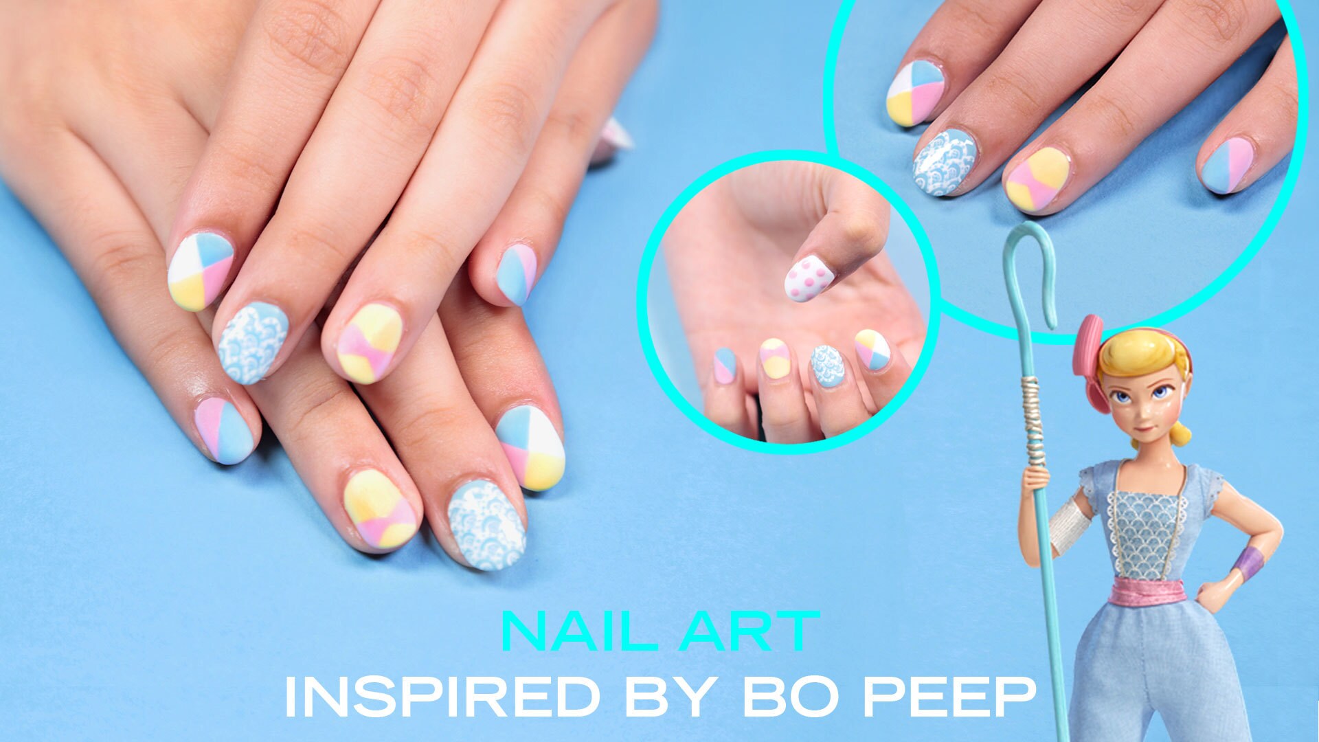 Disney Style: Nail art inspired by Bo Peep from Disney and Pixar's Toy Story 4