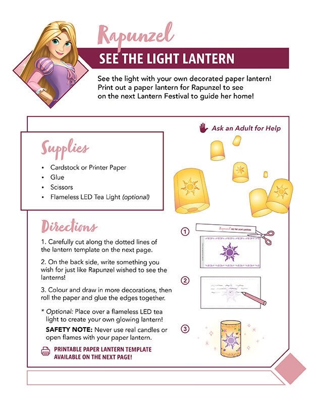 Rapunzel craft instructions for making a paper lantern.