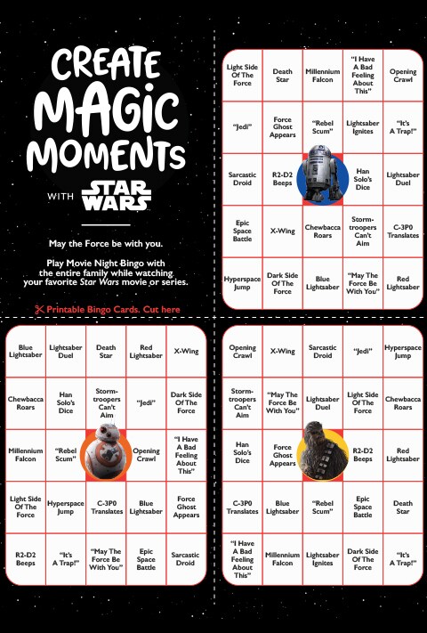 Star Wars Bingo activity sheet