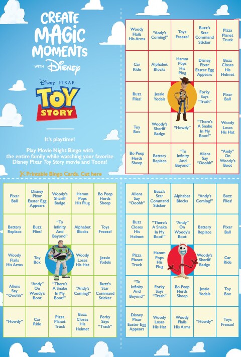 Toy Story Bingo activity sheet