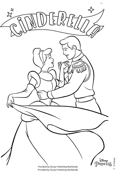 Cinderella and Prince Eric colouring sheet