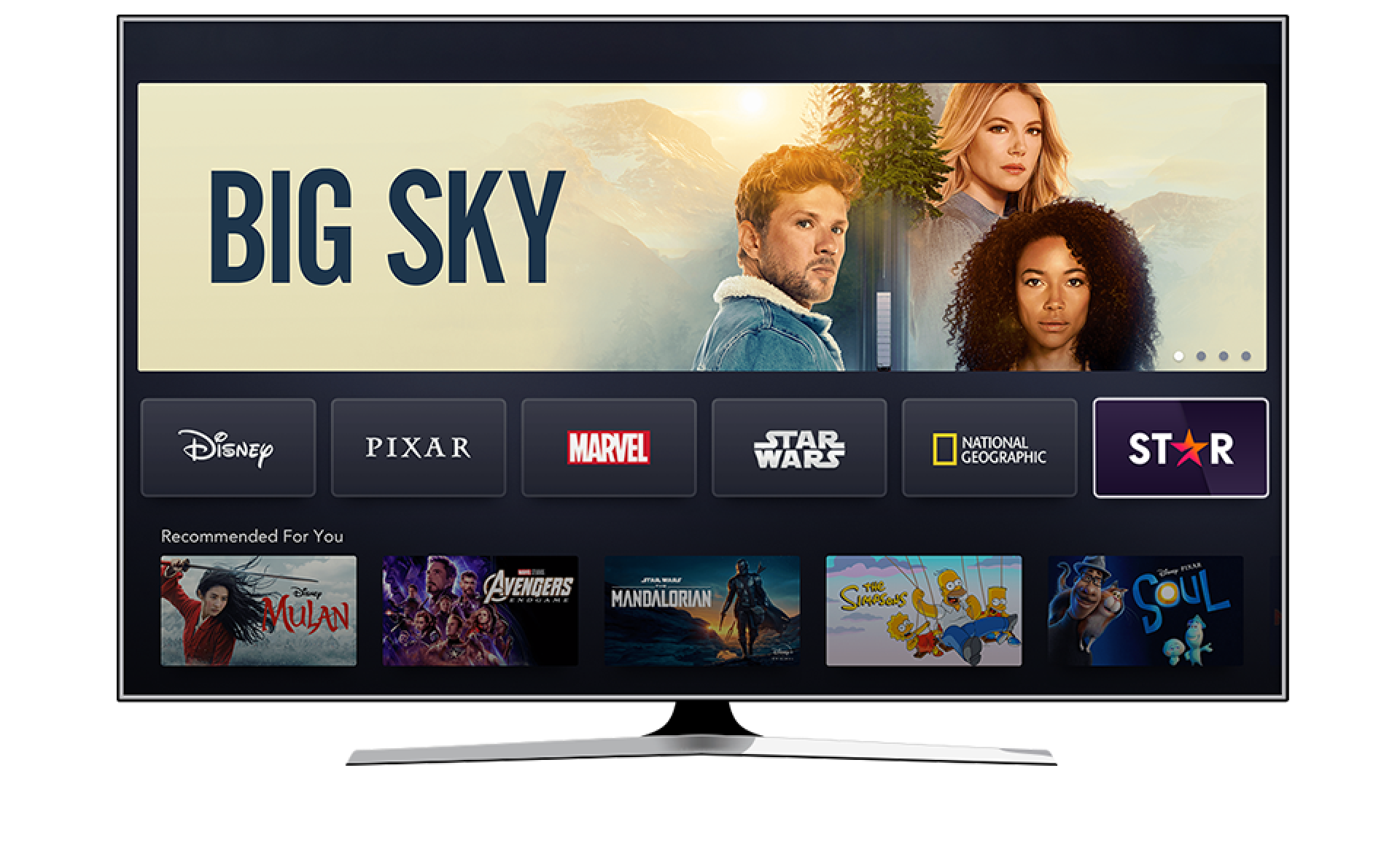 TV screen showing the new Star tile in Disney+