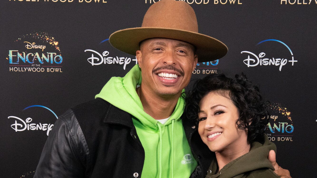 Choreographers Jamal Sims and Kai Martinez attend the opening night of the live-to-film concert experience Encanto at the Hollywood Bowl. Encanto at the Hollywood Bowl from Disney Branded Television will premiere on Dec. 28 only on Disney+. (Photo credit: Disney/Temma Hankin)